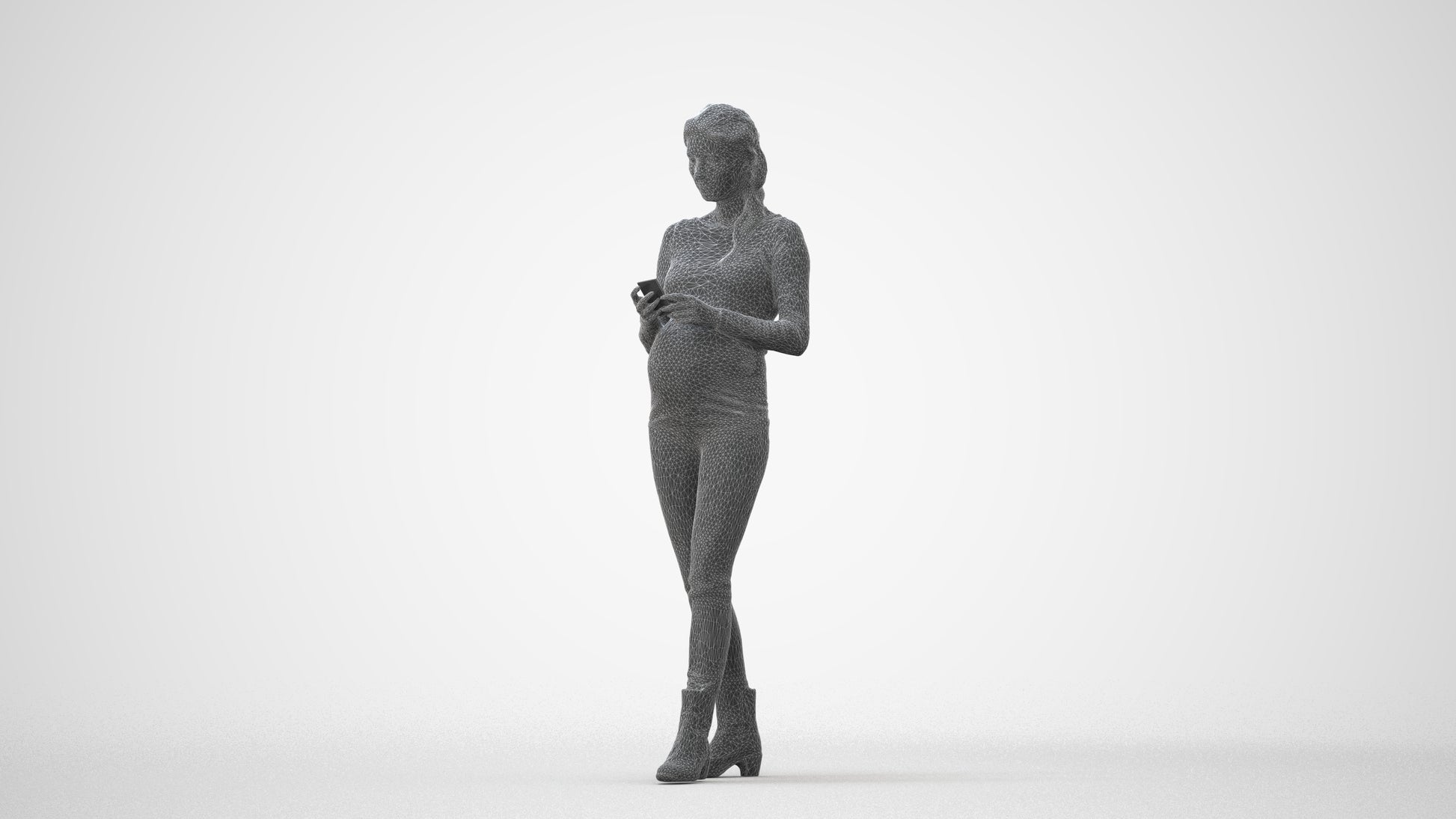 3D scanned woman standing casual, photorealistic archviz people for Enscape and SketchUp, square thumbnail