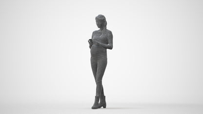 3D scanned woman standing casual, photorealistic archviz people for Enscape and SketchUp, square thumbnail