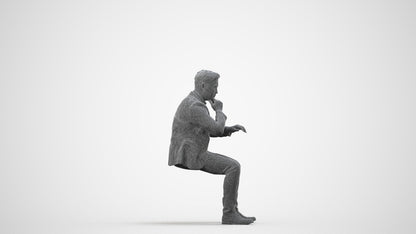 3D people model man business, scanned human for 3ds Max rendering, wireframe side view