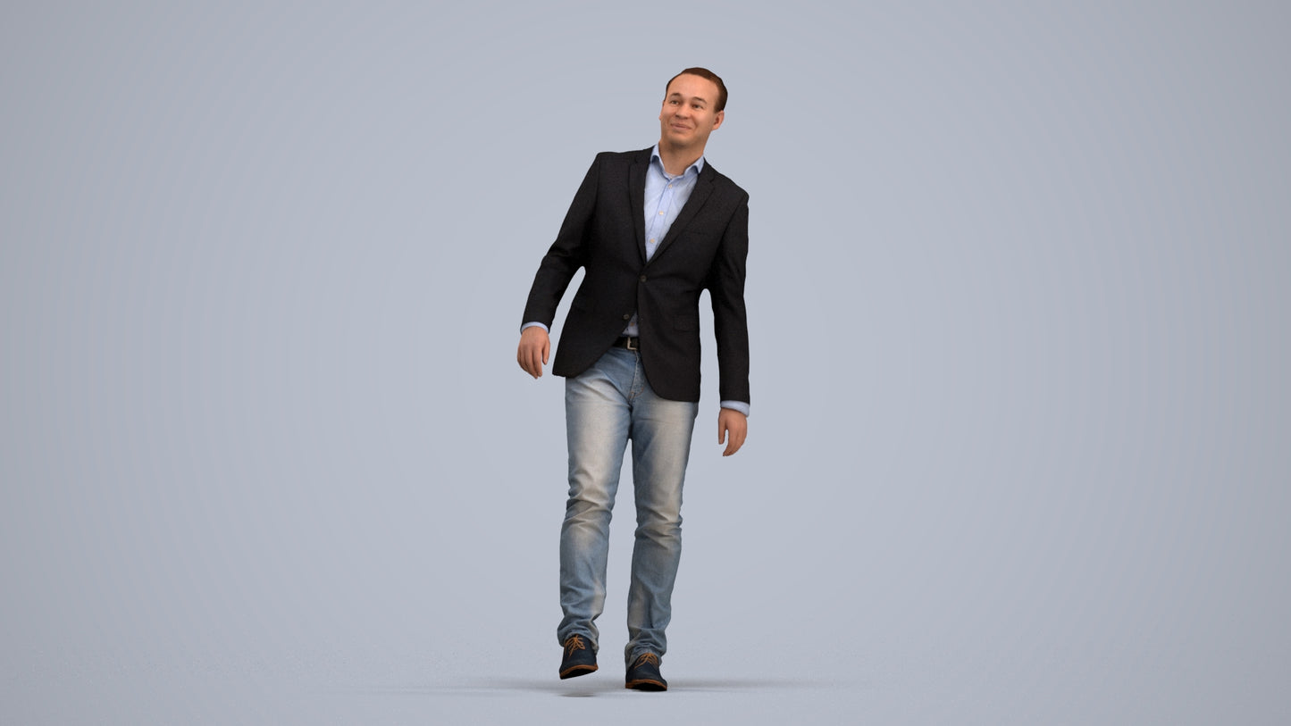 realistic 3D people man business, render-ready for V-Ray and Corona, FBX OBJ, standing pose render