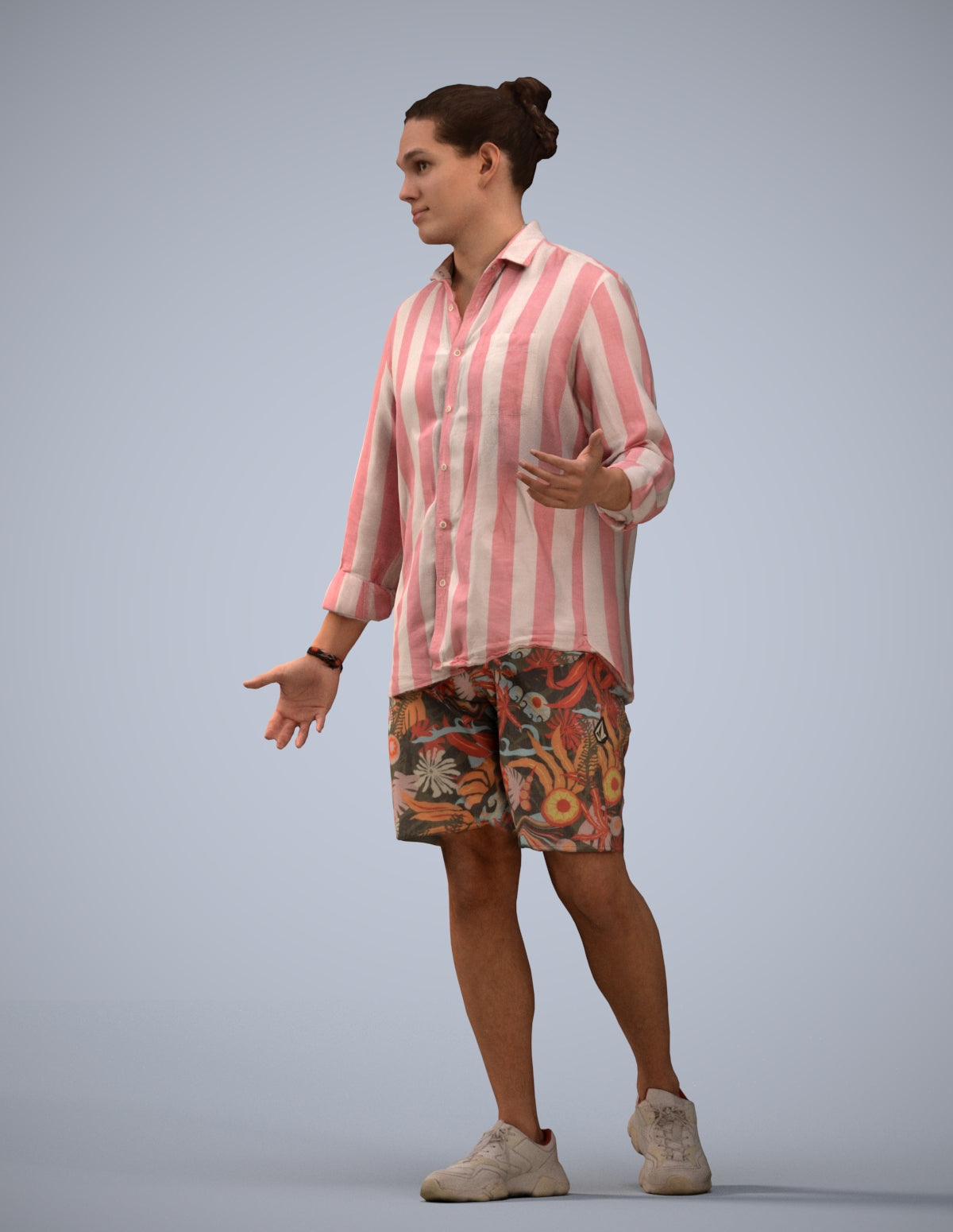 scanned 3D man casual walking, photogrammetry people for Enscape and V-Ray