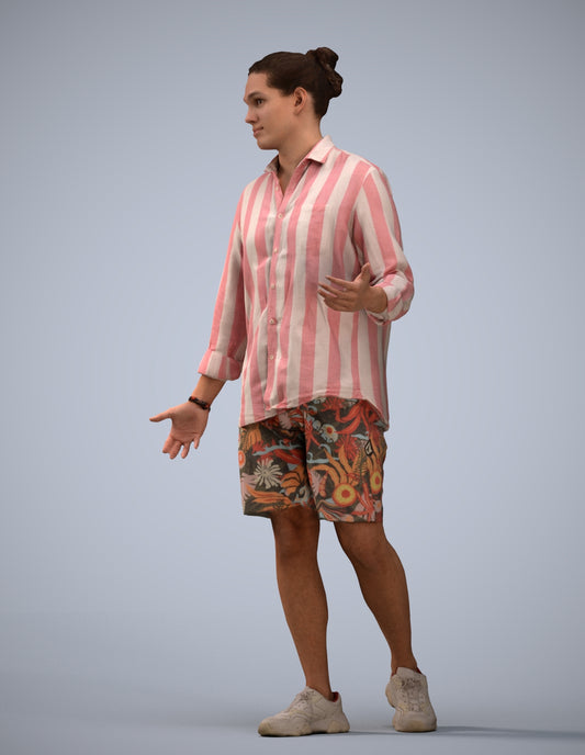 scanned 3D man casual walking, photogrammetry people for Enscape and V-Ray