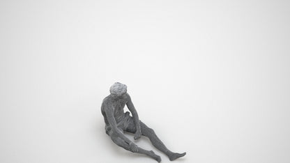 3D human model man pool, photogrammetry scanned person for archviz, wireframe three-quarter view