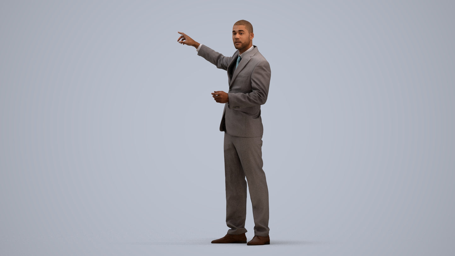 realistic 3D man business, scanned archviz people for Blender and 3ds Max, standing pose render
