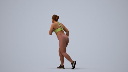 3D people model woman sport, scanned human for 3ds Max rendering, three-quarter view render