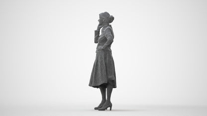 3D human model senior woman business standing, photogrammetry scanned person for archviz, square thumbnail