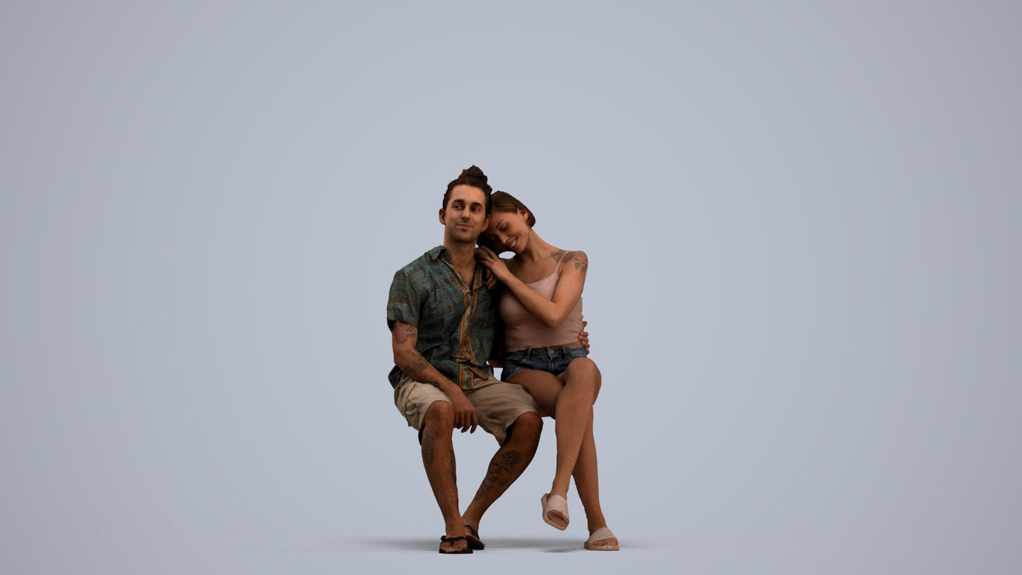 scanned 3D woman sitting, photogrammetry people for Enscape and V-Ray, standing pose render