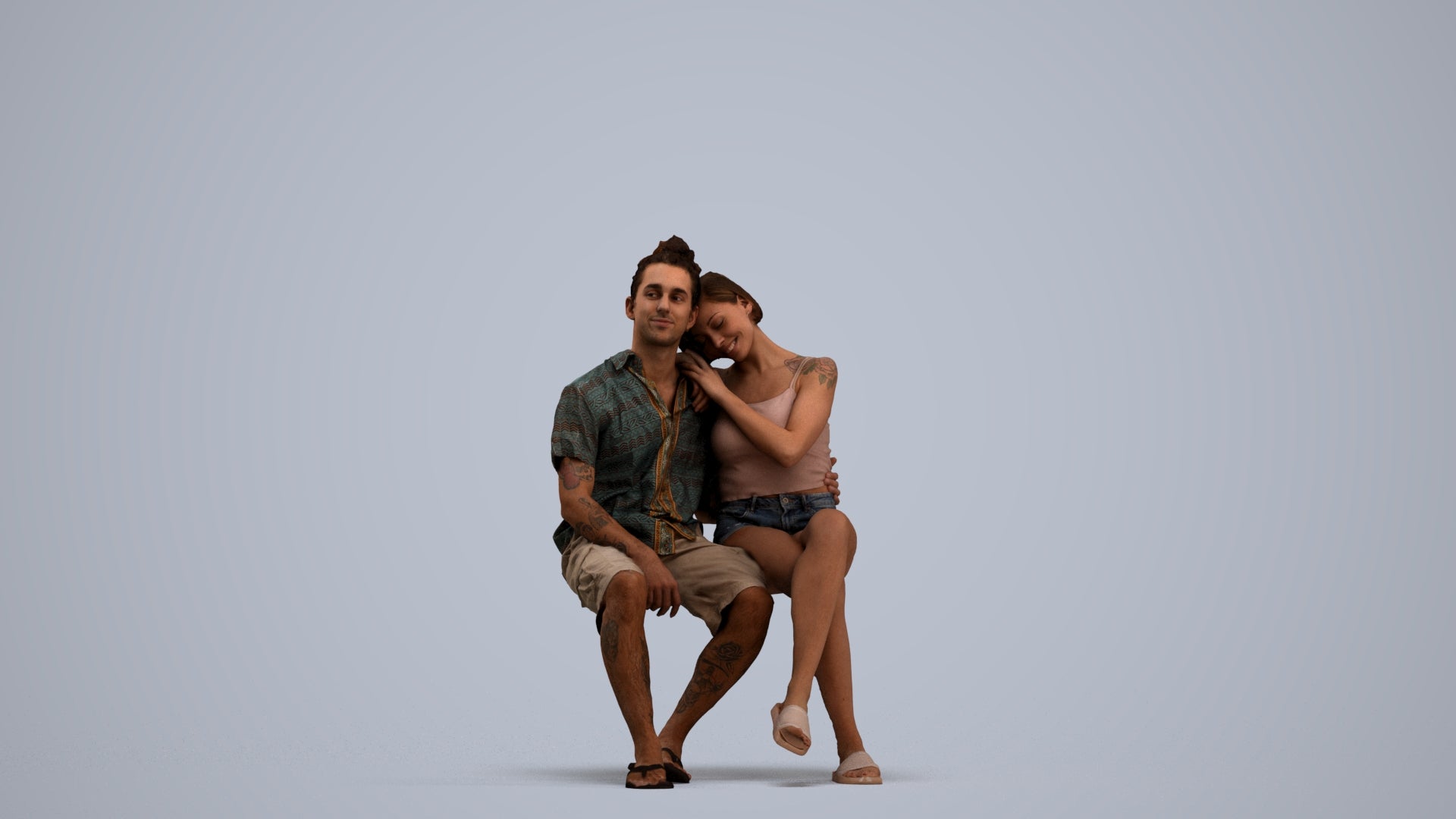 scanned 3D woman sitting, photogrammetry people for Enscape and V-Ray, standing pose render