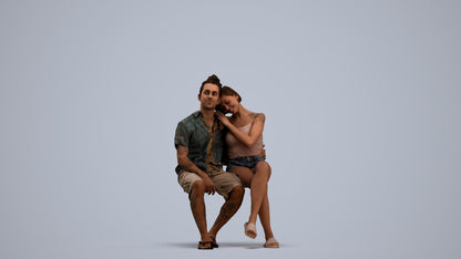 scanned 3D woman sitting, photogrammetry people for Enscape and V-Ray, standing pose render