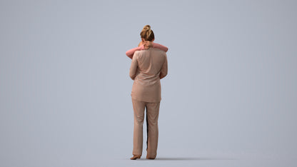 3D human model girl kids, photogrammetry scanned person for archviz, three-quarter view render