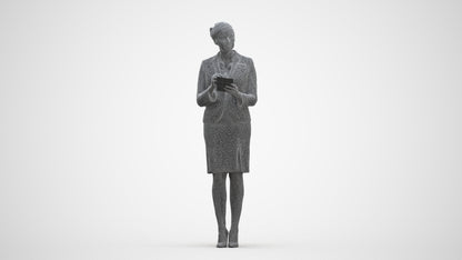 scanned 3D woman hospitality, photogrammetry people for Enscape and V-Ray, three-quarter front view render