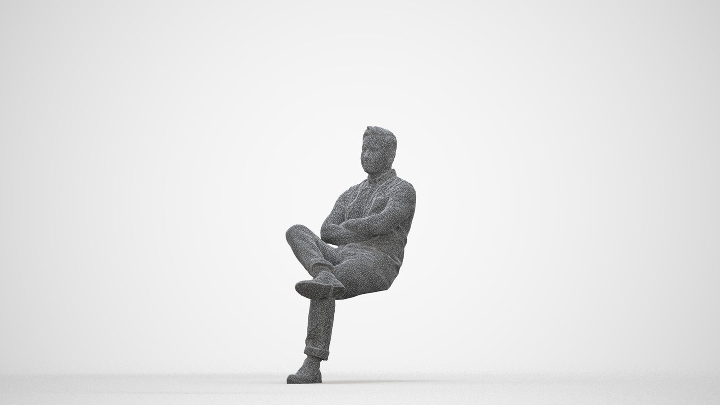 realistic 3D people man casual business, render-ready for V-Ray and Corona, FBX OBJ, wireframe back view