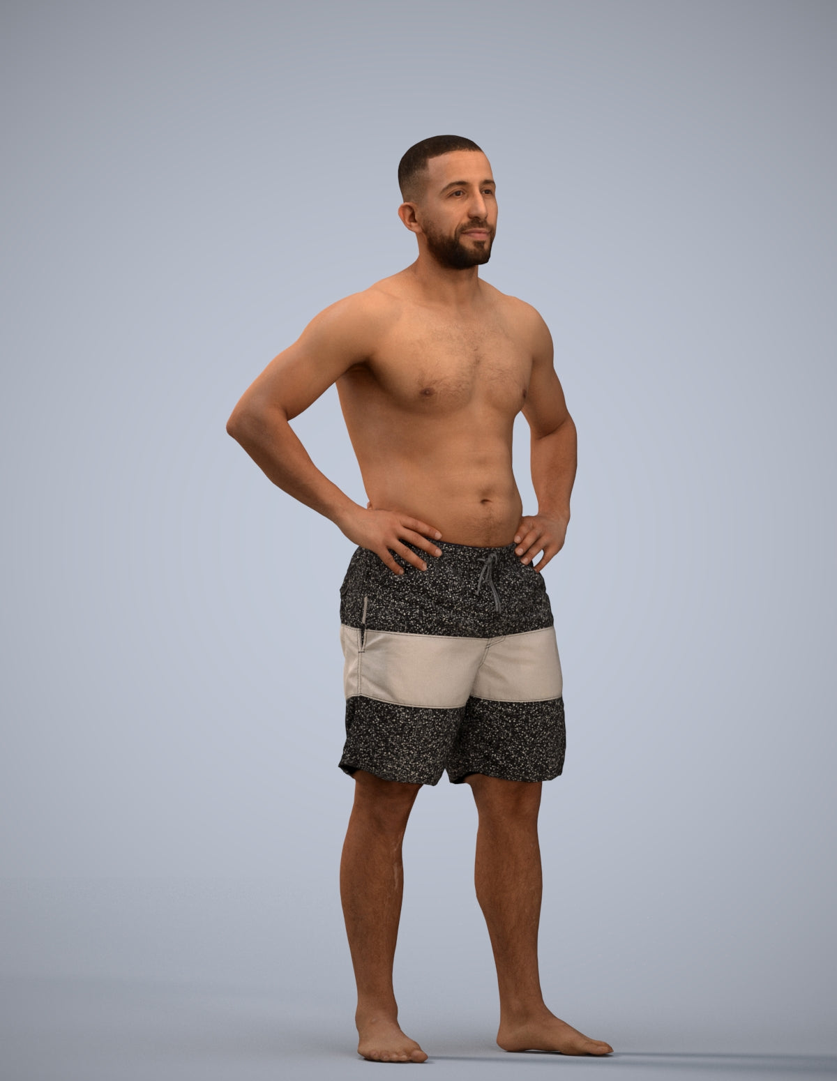 realistic 3D human man pool, archviz people FBX OBJ for Blender