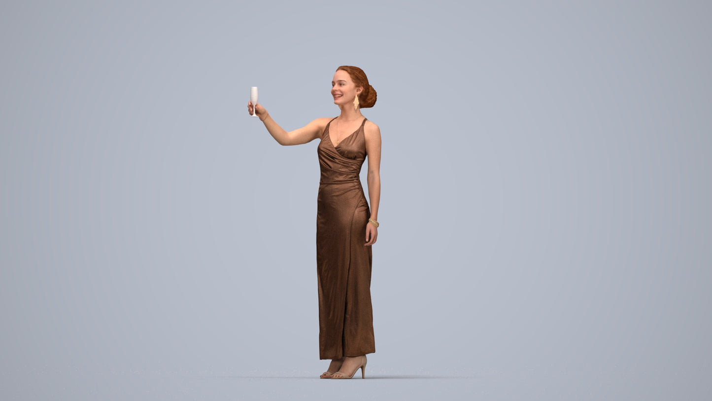 photogrammetry 3D woman formal, realistic human model archviz FBX, top-down view render