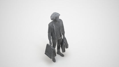 3D people model man formal, scanned human for 3ds Max rendering, wireframe three-quarter view