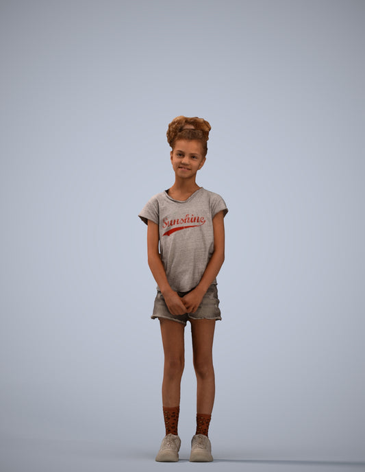 realistic 3D girl casual kids, scanned archviz people for Blender and 3ds Max