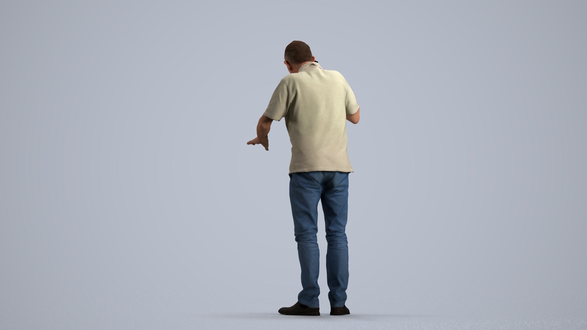 realistic 3D people senior man casual standing, render-ready for V-Ray and Corona, FBX OBJ, front view render