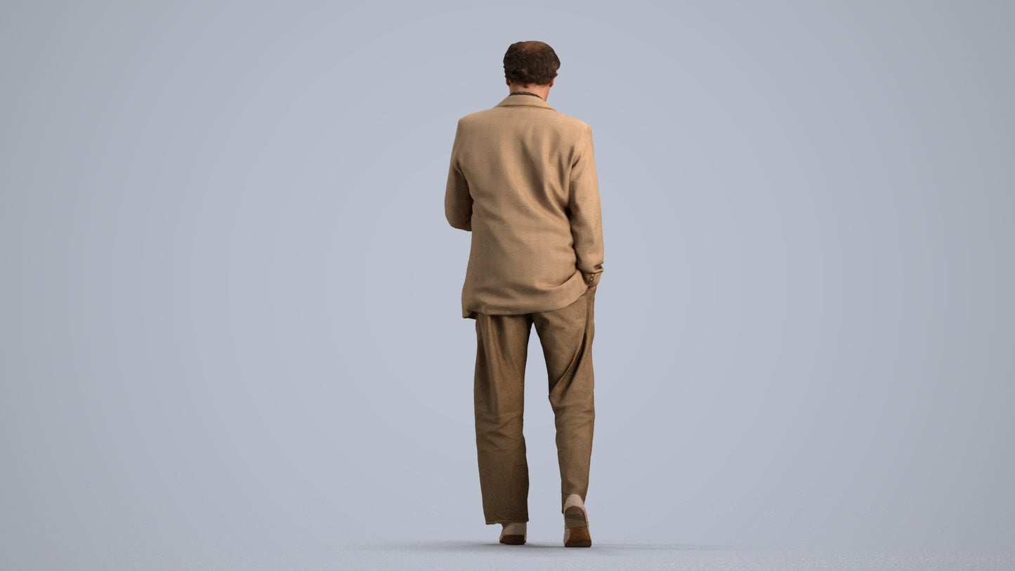 3D scanned man standing business, photorealistic archviz people for Enscape and SketchUp, front view render
