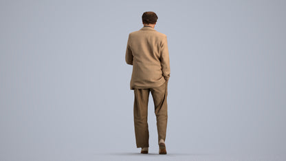 3D scanned man standing business, photorealistic archviz people for Enscape and SketchUp, front view render