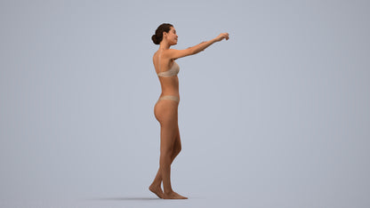 photogrammetry 3D woman bathroom, realistic human model archviz FBX, side view render