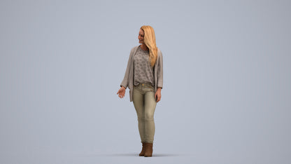 realistic 3D people woman casual standing, render-ready for V-Ray and Corona, FBX OBJ, standing pose render