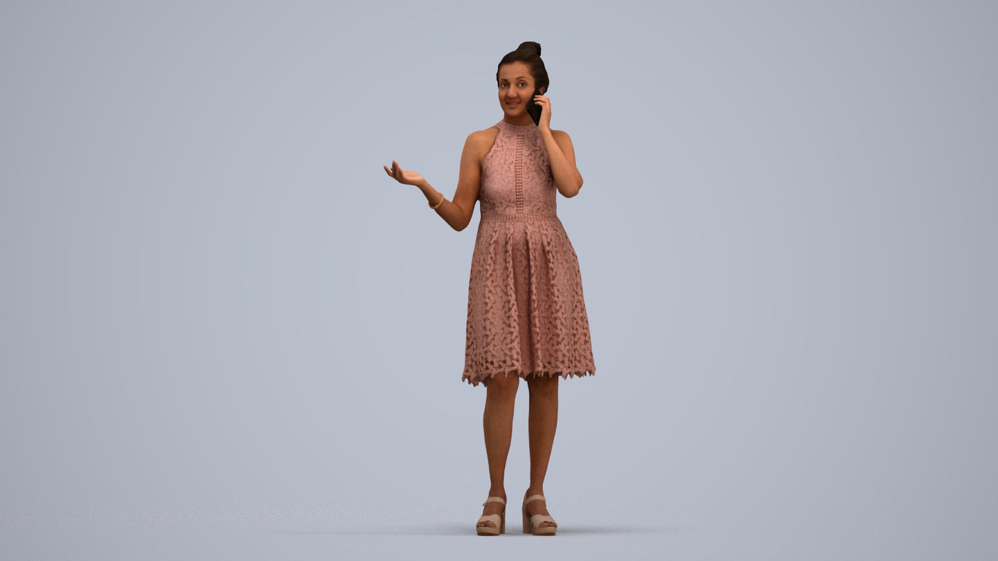 scanned 3D woman formal standing, photogrammetry people for Enscape and V-Ray, standing pose render