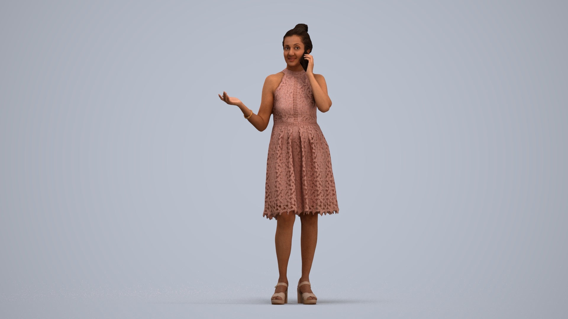 scanned 3D woman formal standing, photogrammetry people for Enscape and V-Ray, standing pose render