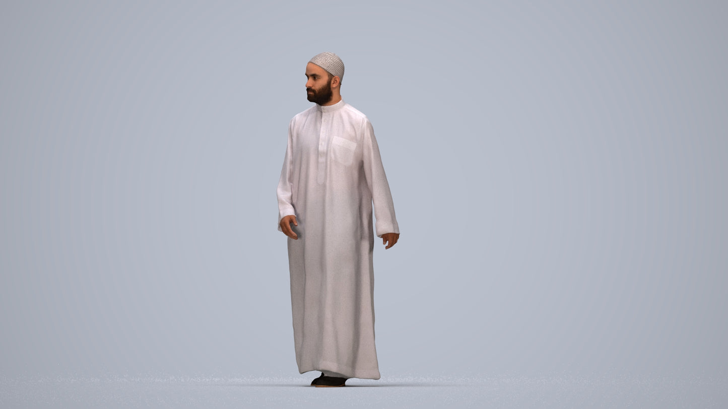 3D people model man walking, scanned human for 3ds Max rendering, top-down view render