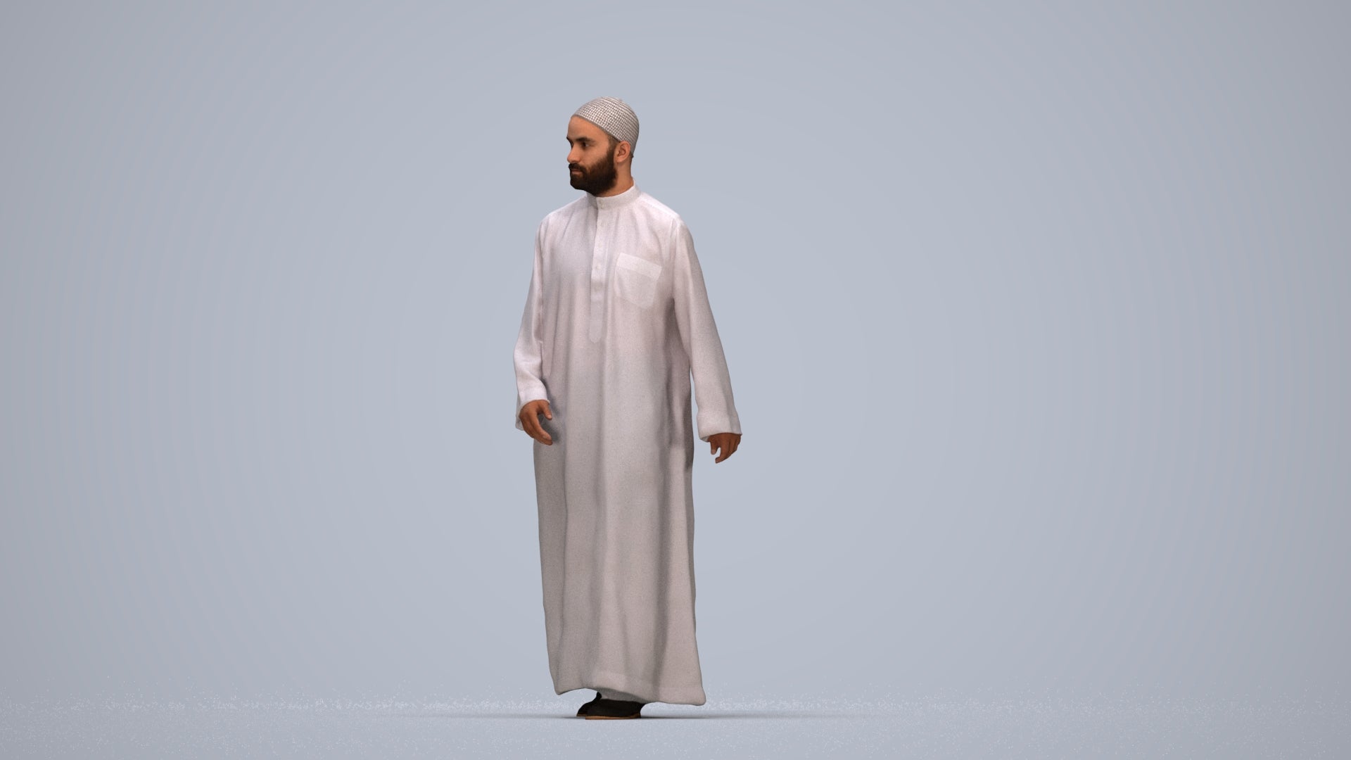 3D people model man walking, scanned human for 3ds Max rendering, top-down view render