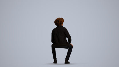 scanned 3D man casual sitting, photogrammetry people for Enscape and V-Ray, front view render