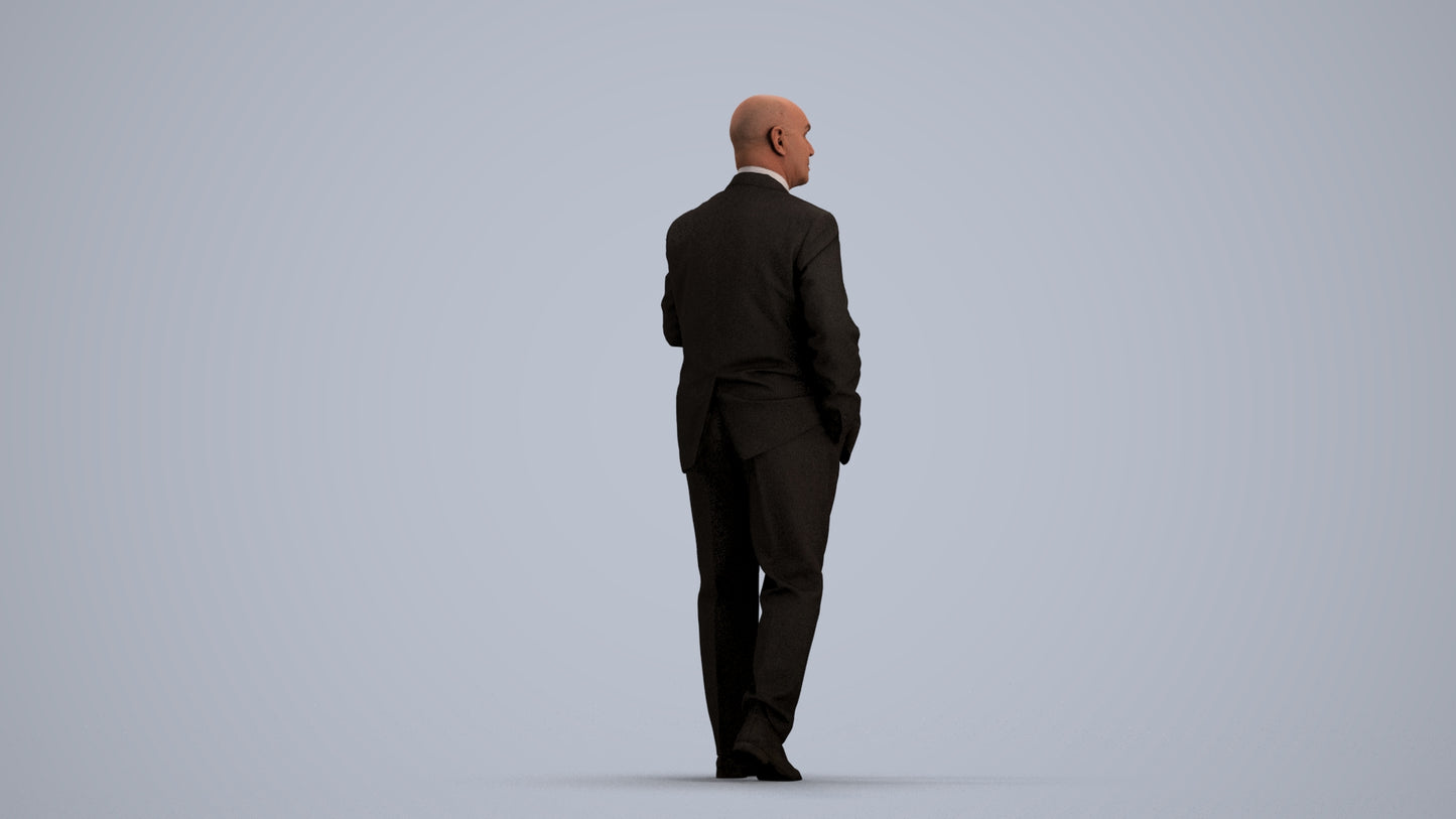 scanned 3D senior man business, photogrammetry people for Enscape and V-Ray, front view render