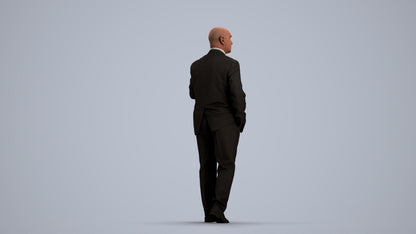 scanned 3D senior man business, photogrammetry people for Enscape and V-Ray, front view render