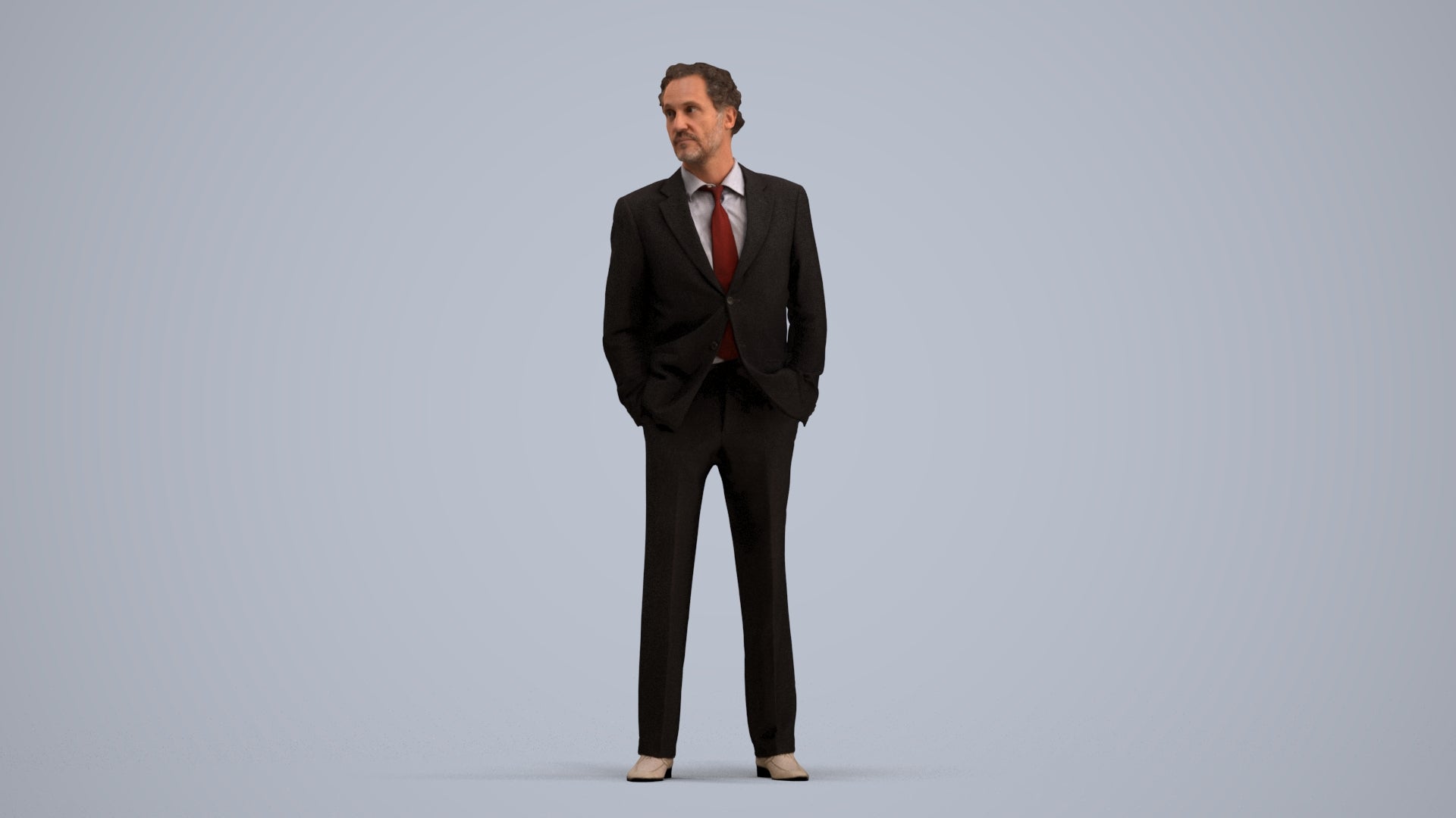 3D scanned man business, photorealistic archviz people for Enscape and SketchUp, standing pose render