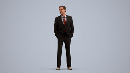 3D scanned man business, photorealistic archviz people for Enscape and SketchUp, standing pose render