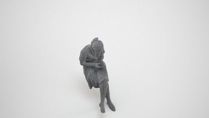 realistic 3D girl mix, scanned archviz people for Blender and 3ds Max, wireframe three-quarter view