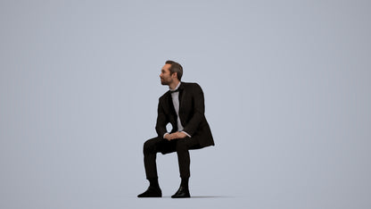 photogrammetry 3D man formal formalaffairs, realistic human model archviz FBX, top-down view render
