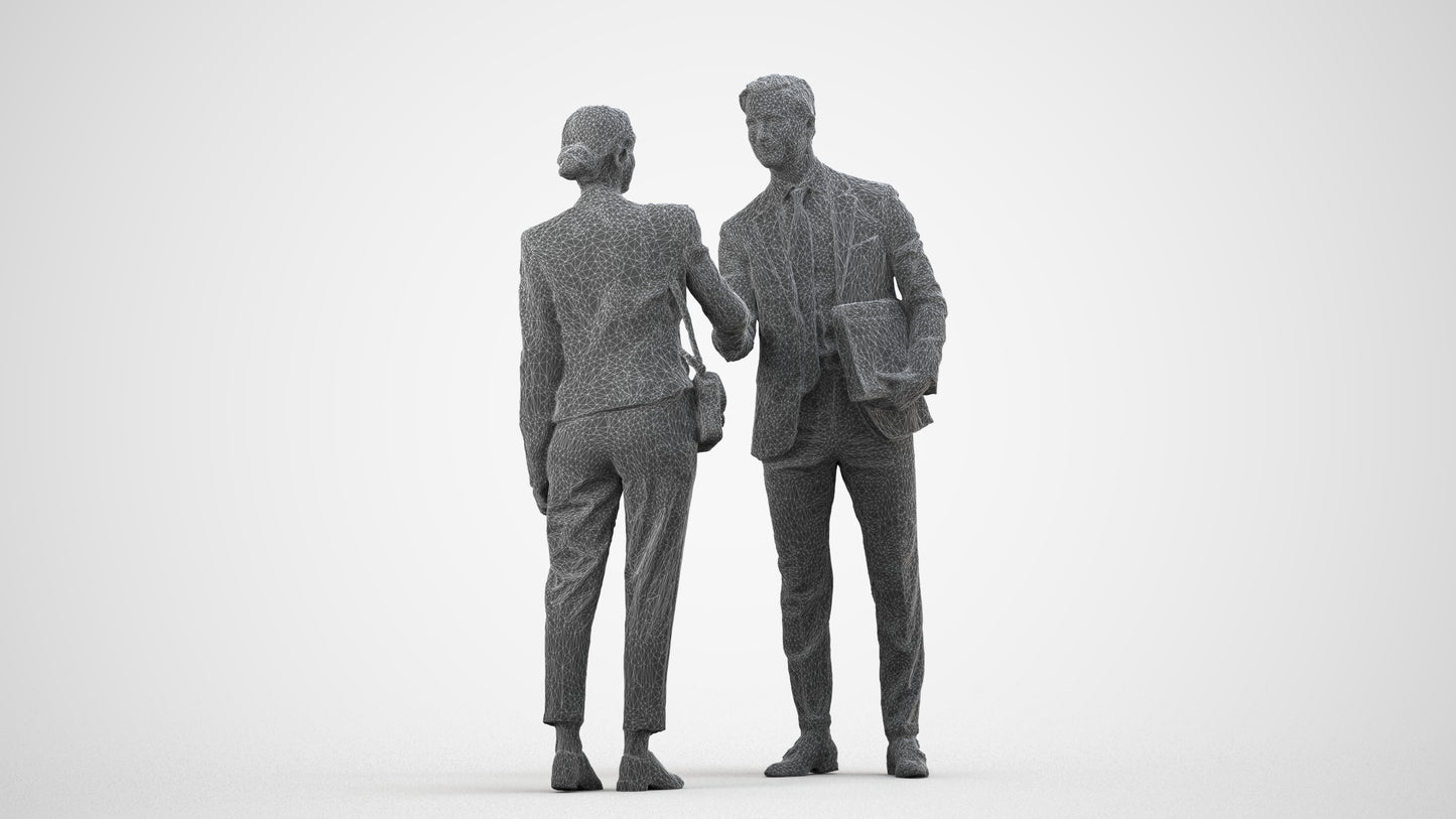 scanned 3D woman business, photogrammetry people for Enscape and V-Ray, wireframe side view