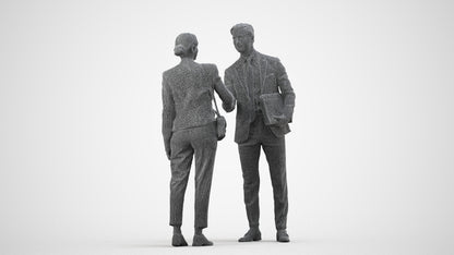 scanned 3D woman business, photogrammetry people for Enscape and V-Ray, wireframe side view