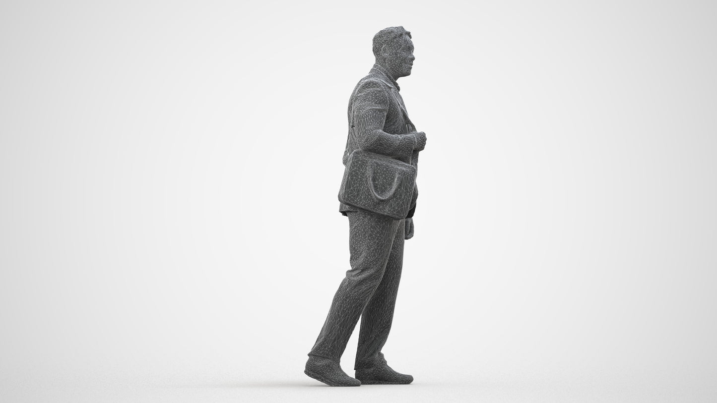 realistic 3D people man business, render-ready for V-Ray and Corona, FBX OBJ, wireframe side view
