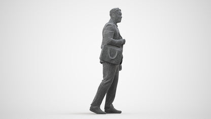 realistic 3D people man business, render-ready for V-Ray and Corona, FBX OBJ, wireframe side view
