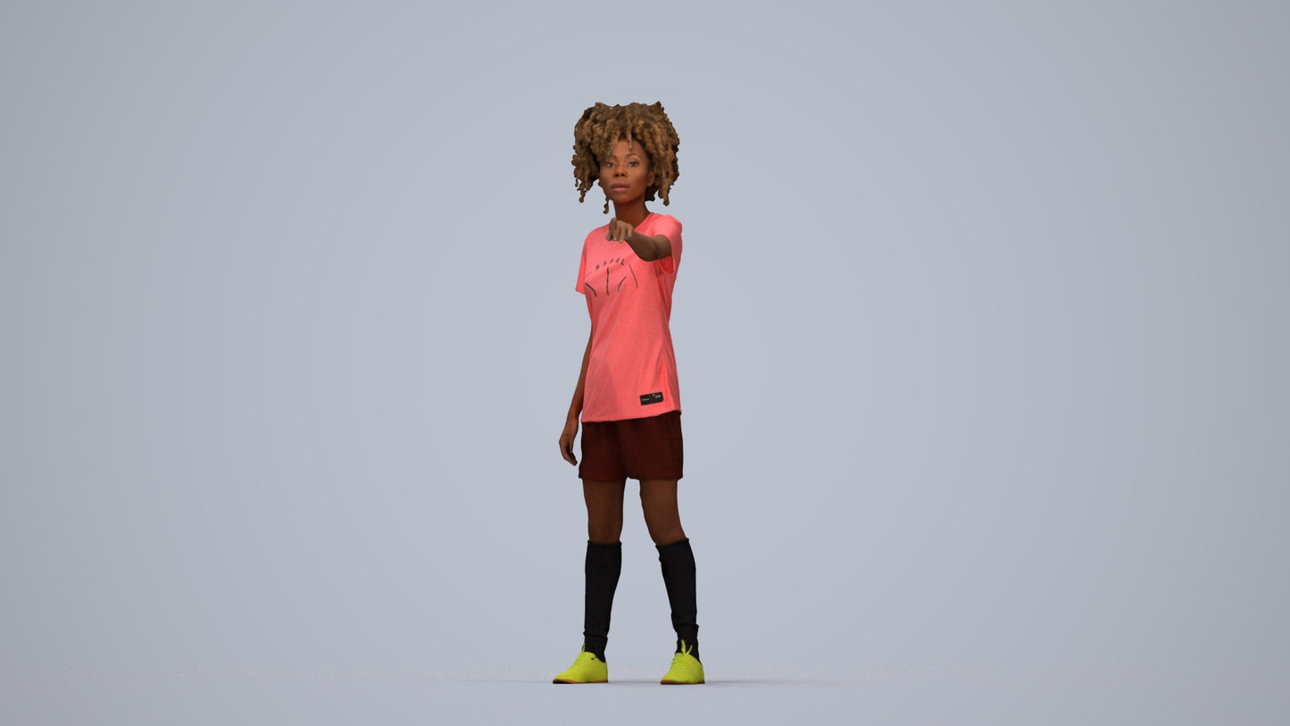 3D human model woman sport, photogrammetry scanned person for archviz, top-down view render