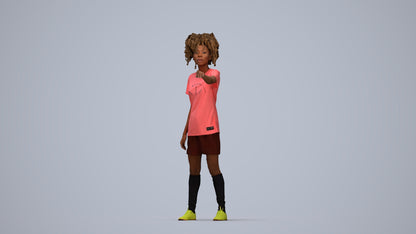 3D human model woman sport, photogrammetry scanned person for archviz, top-down view render