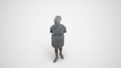 3D people model woman casual standing, scanned human for 3ds Max rendering, wireframe three-quarter view