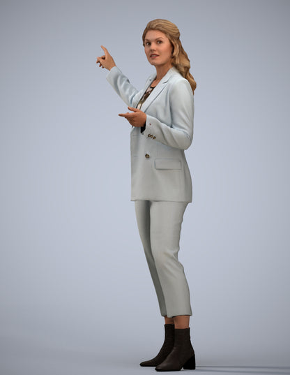 3D human model woman business, photogrammetry scanned person for archviz