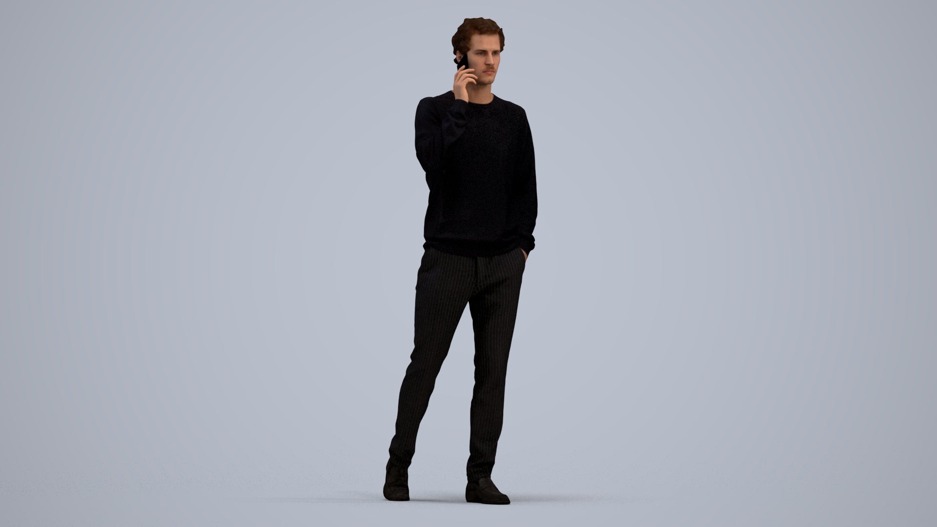 3D human model man casual walking, photogrammetry scanned person for archviz, standing pose render