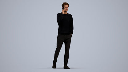 3D human model man casual walking, photogrammetry scanned person for archviz, standing pose render