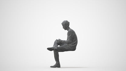 3D scanned man sitting casual, photorealistic archviz people for Enscape and SketchUp, square thumbnail