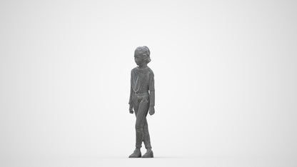 realistic 3D human girl sport kids, archviz people FBX OBJ for Blender, wireframe back view