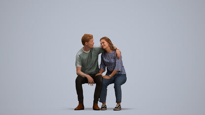 photogrammetry 3D woman casual couple, realistic human model archviz FBX, standing pose render