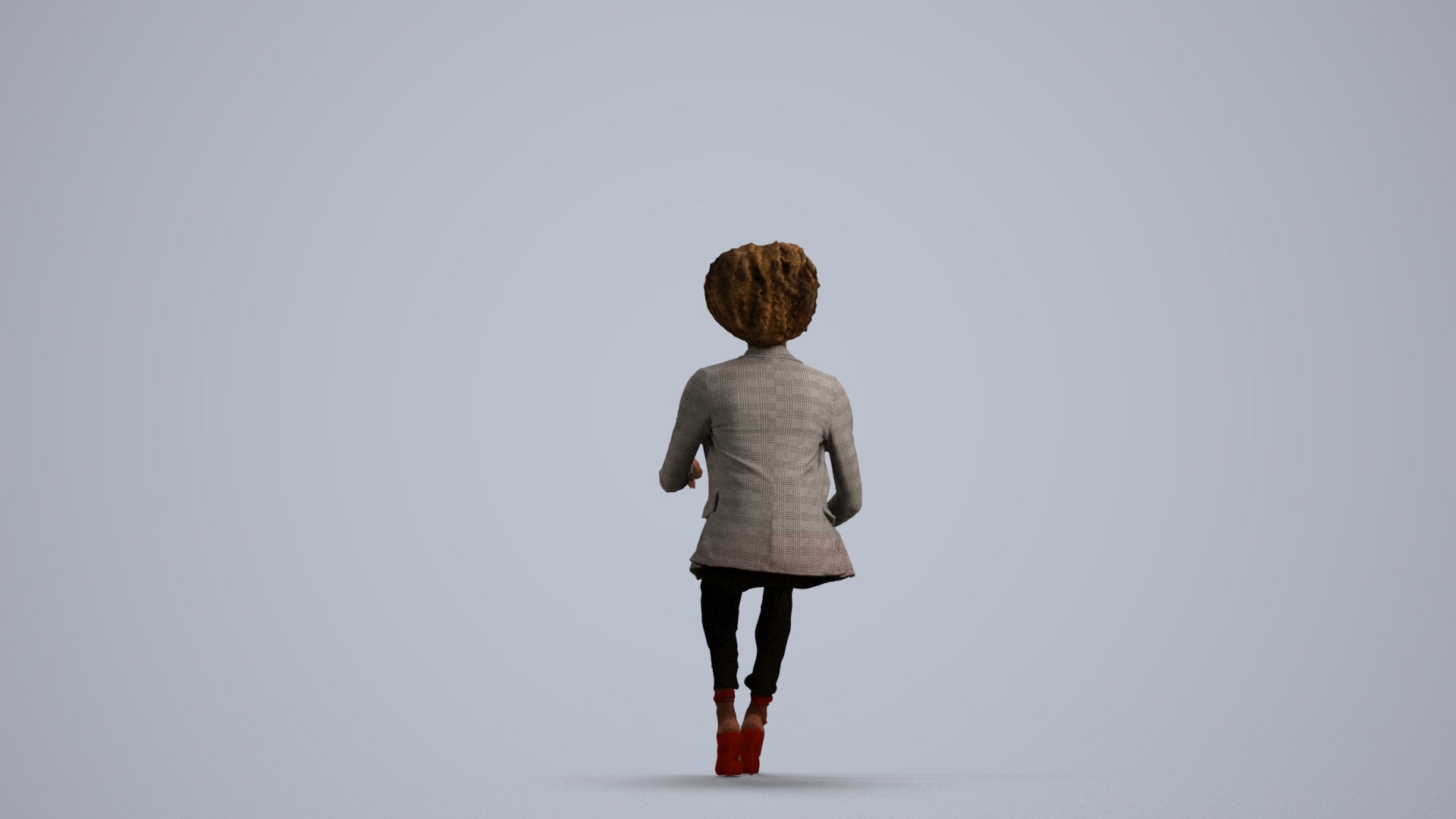 3D scanned woman sitting business, photorealistic archviz people for Enscape and SketchUp, front view render